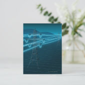 送電線白熱［赤熱］光を放つ付き電柱2 ポストカード (スタンド正面)