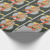 送風記号のランニングを用いるスーパーヒーロー ラッピングペーパー (角)