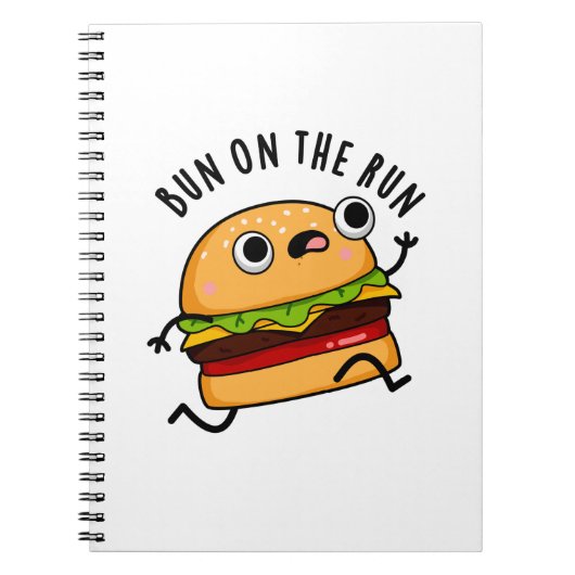 逃げているパン 面白いバーガーの駄洒落 ノートブック (正面)