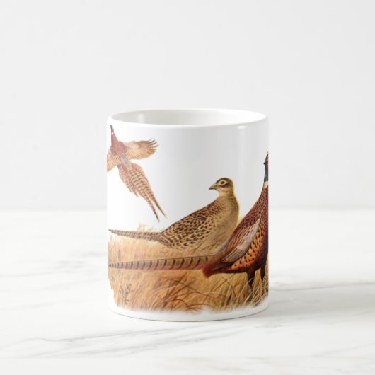 逃げやすいキジの鳥の狩り コーヒーマグカップ (中央)