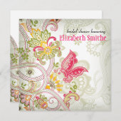 逃げやすい蝶ブライダルシャワーの招待状 招待状 (正面/裏面)