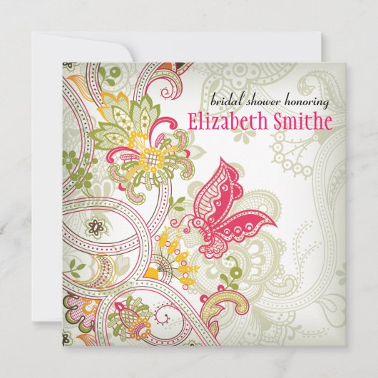 逃げやすい蝶ブライダルシャワーの招待状 招待状 (正面)
