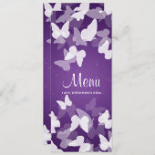 逃げやすい蝶紫色の結婚式メニュー メニュー (正面/裏面)