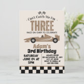 逃げ切るぞレーシングカー男子3歳の誕生日パーティー 招待状 (スタンド正面)