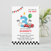逃げ切るレーシングカー 3歳の誕生日パーティー 招待状 (スタンド正面)