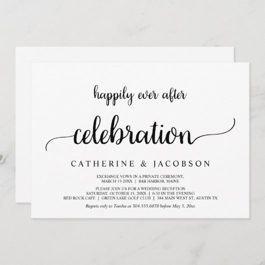 逃げ婚後のお祝い会, ハッピーエバーアフターセレブレーション, ラスティックスタイル 招待状 (正面/裏面)