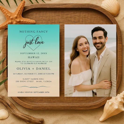 逃げ込み結婚式 ビーチフォト ウェディング レセプション 招待状