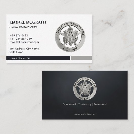 逃亡犯罪人回収代理人 | 黒エレガント銀 名刺 (正面/裏面)