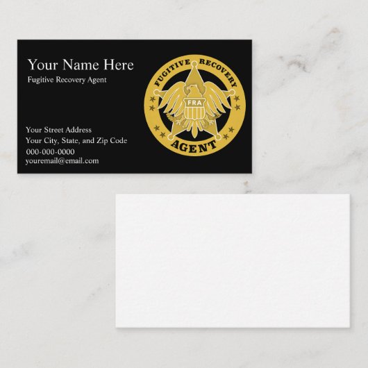 逃亡犯罪人回収業者バッジ名刺 名刺 (正面/裏面)