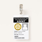 逃亡犯罪人回復および保証執行エージェントバッジ バッジ (裏面クリップ)