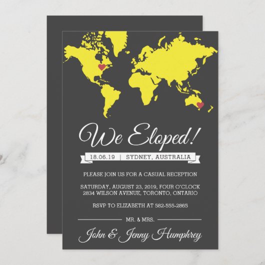 逃婚発表と挙式招待のお知らせ 招待状 (正面/裏面)