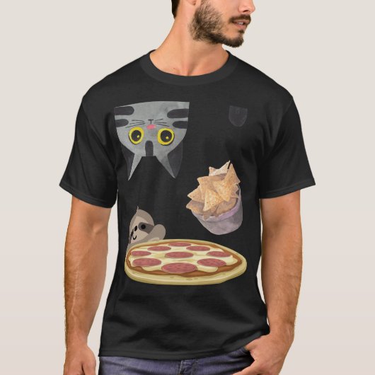 逆おもしろいさまに空腹の猫のチップスナックS Tシャツ (正面)