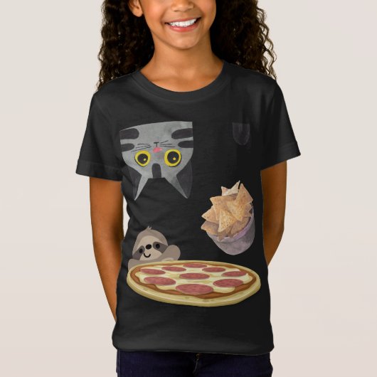 逆おもしろいさまに空腹の猫のチップスナックS Tシャツ (正面)