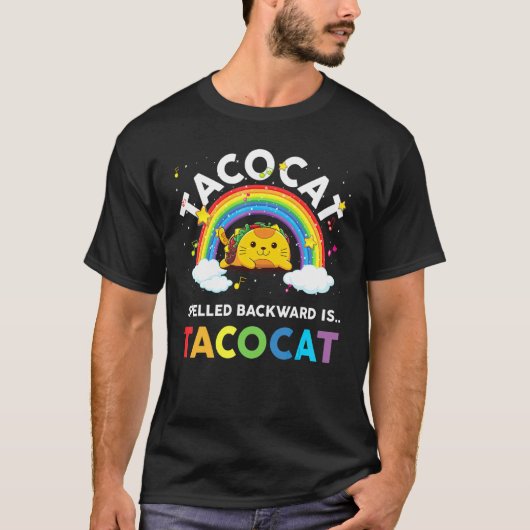 逆から読むとTacocat タコキャット こどもガールズ Tシャツ (正面)