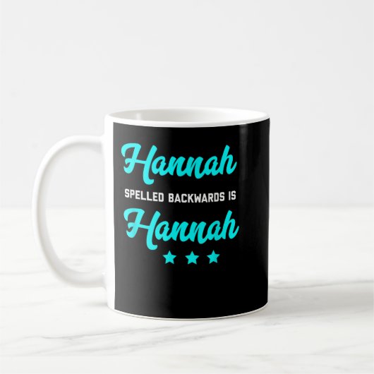逆から読んでもHannahなTシャツ 文字遊び コーヒーマグカップ (左)