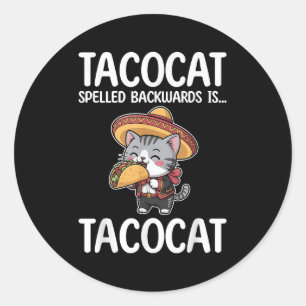 逆から読んでもTacocat ネコとタコ ラウンドシール