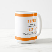 逆さおもしろいにつづるコーヒーはEeffocオレンジ コーヒーマグカップ (正面右)