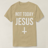 逆さおもしろいクロスサタンNot Today Jesus Tシャツ (デザイン正面)