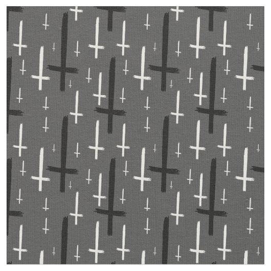 逆さになった十字形の灰色の黒 ファブリック (クローズアップ)