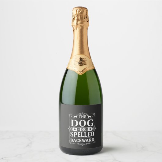 逆さまに書いたDog Godが面白い スパークリングワインラベル (正面)