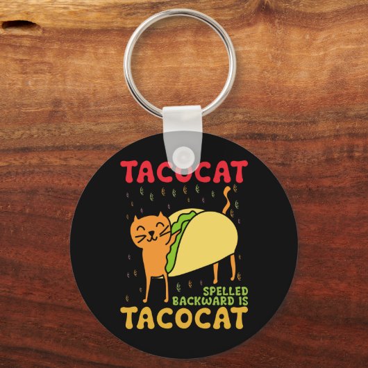 逆さまに書くとタコキャット タコス 猫 シンコ デ マヨ キーホルダー (正面)