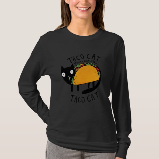 逆さまに書くとタコキャット 面白い タコ 猫 シンコ デ マヨ Tシャツ (正面)