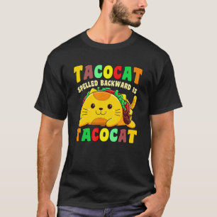 逆さまに書くとtacocatになる猫 タコ tシャツ
