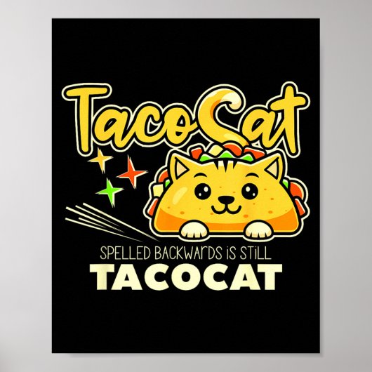 逆さまに書くとtacocatになるTacocat 面白いタコ ポスター (正面)