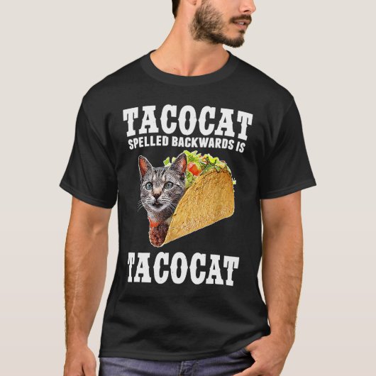逆さまに書くとtacocat ネコタコス tシャツ (正面)