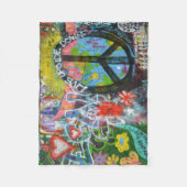 逆さまに生きる平和の看板の壁 フリースブランケット (正面)