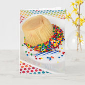 逆さまに誕生日のカップケーキ カード (黄色い花)