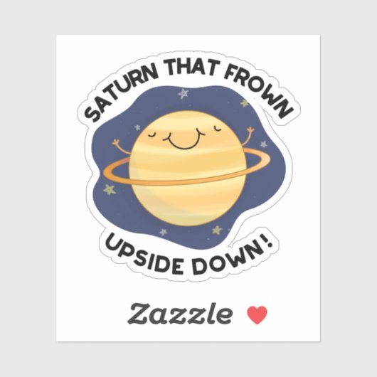 逆さまに顔を曇らせたおもしろい土星 シール (シート)