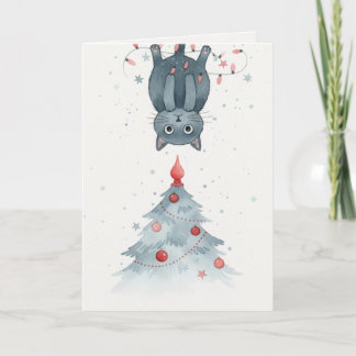 逆さまのクリスマス 子猫カード カード