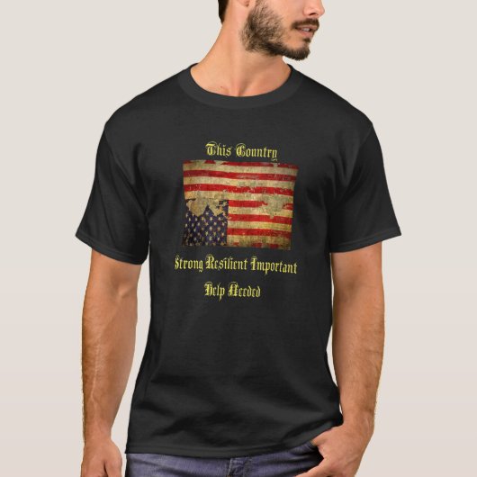 逆さまのディストressedアメリカ国旗 tシャツ (正面)