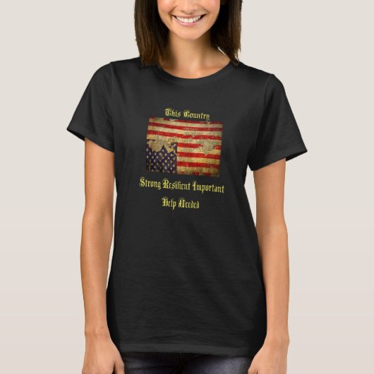 逆さまのディストressedアメリカ国旗 tシャツ (正面)