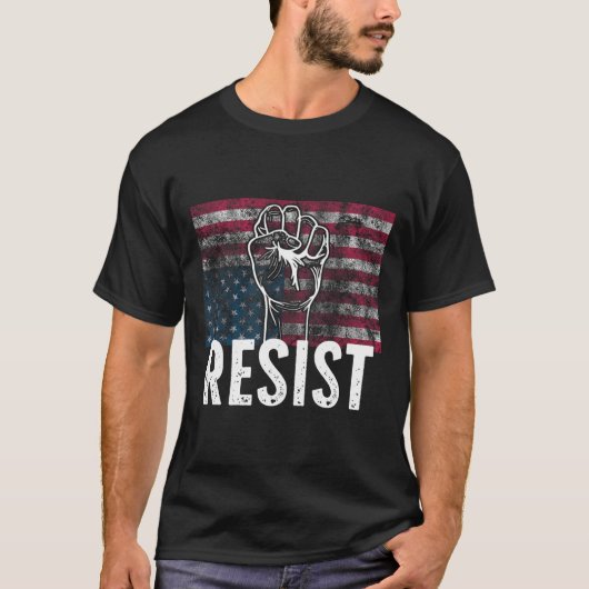 逆さまのディストressedアメリカ国旗 USA Tシャツ (正面)
