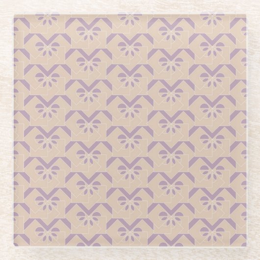 逆さまのラベンダーパターン ガラスコースター (正面)