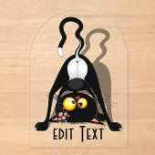 逆さまの猫の面白いキャラクター アクリル招待状 (正面)