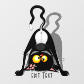 逆さまの猫の面白いキャラクター ウィンドウサイン (シート)