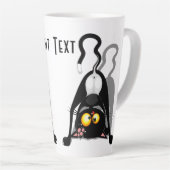 逆さまの猫の面白いキャラクター カフェラテマグ (右アングル)