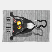 逆さまの猫の面白いキャラクター キッチンタオル (横)