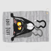 逆さまの猫の面白いキャラクター ゴルフタオル (横)