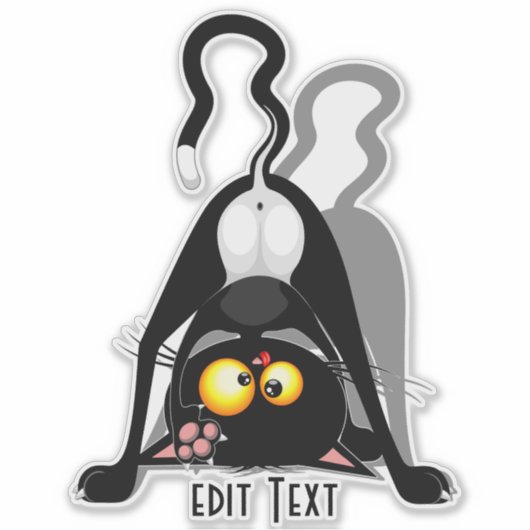 逆さまの猫の面白いキャラクター シール (正面)