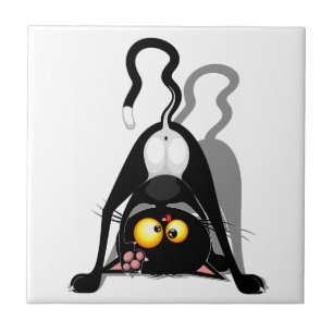 逆さまの猫の面白いキャラクター タイル