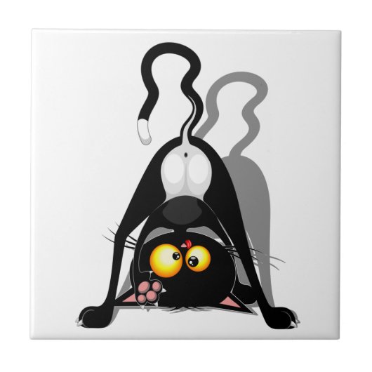 逆さまの猫の面白いキャラクター タイル (正面)