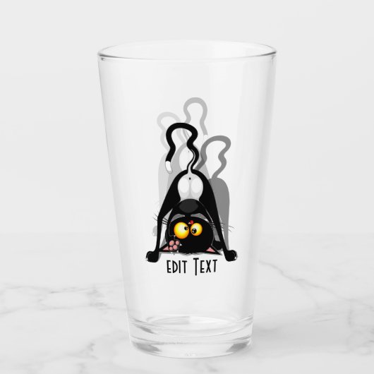 逆さまの猫の面白いキャラクター タンブラーグラス (正面)