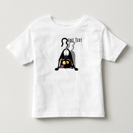 逆さまの猫の面白いキャラクター トドラーTシャツ (正面)