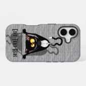 逆さまの猫の面白いキャラクター iPhone 16ケース (裏面横)