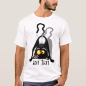 逆さまの猫の面白いキャラクター Tシャツ (正面)