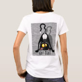 逆さまの猫の面白いキャラクター Tシャツ (裏面)